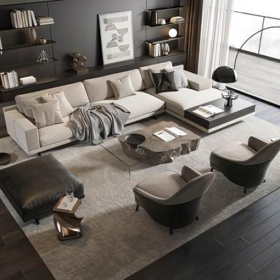 Minotti 现代沙发茶几组合 休闲沙发